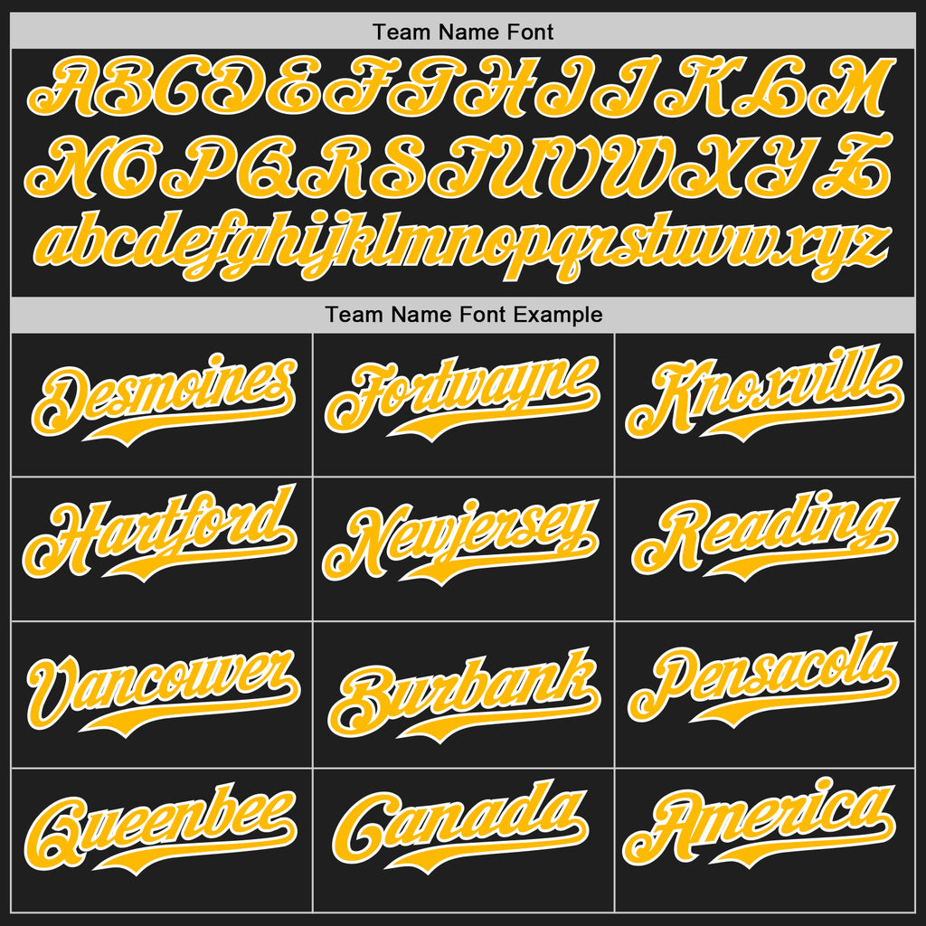 Custom Black Gold-White Authentic Baseball Jersey