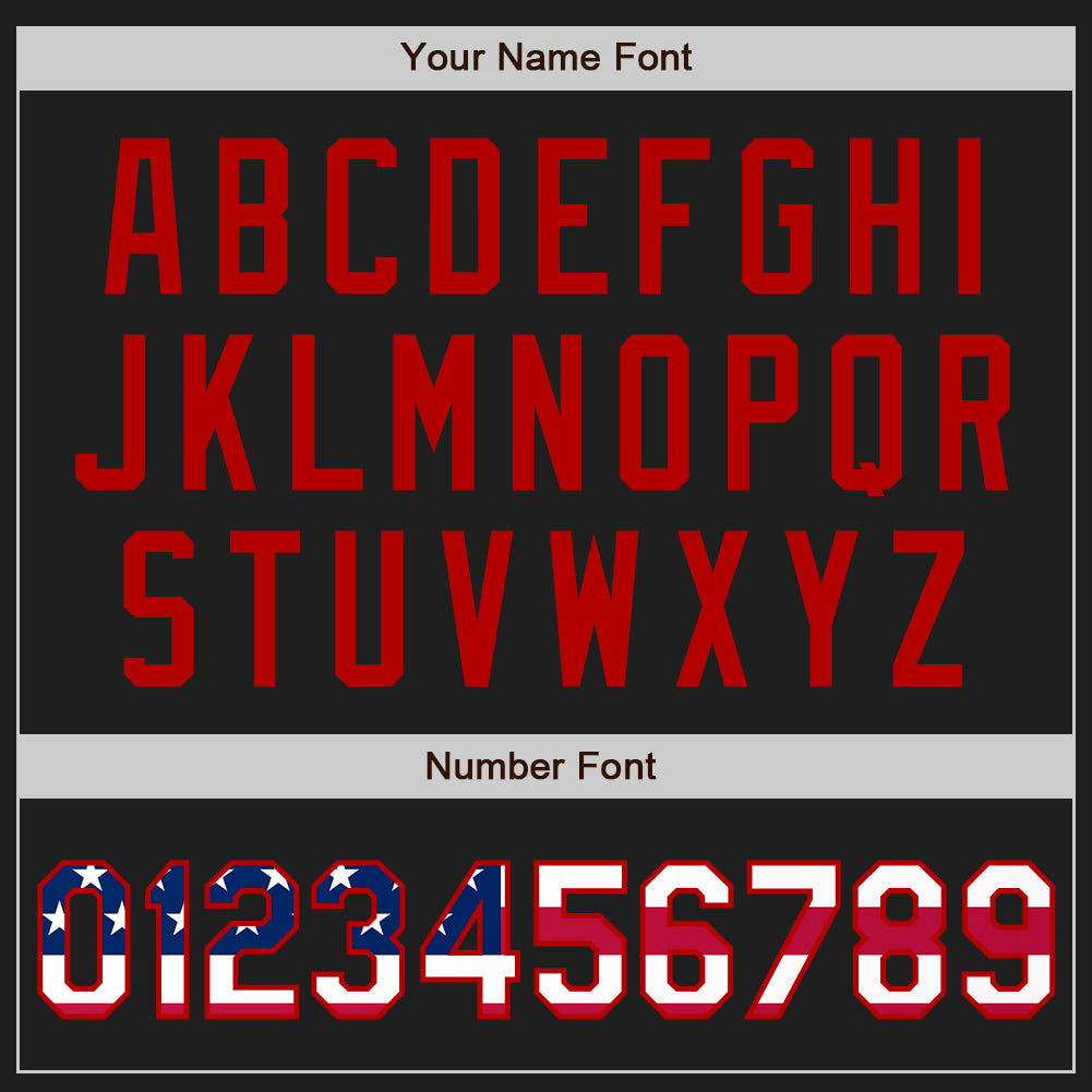 Custom Stitched Black USA Flag-Red Baseball Pullover Sweatshirt Hoodie