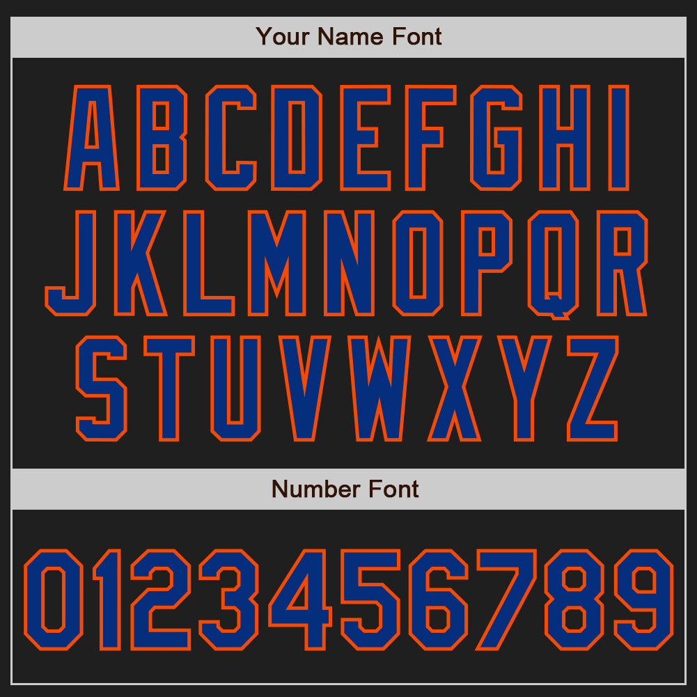 Custom Stitched Black Royal-Orange Baseball Pullover Sweatshirt Hoodie