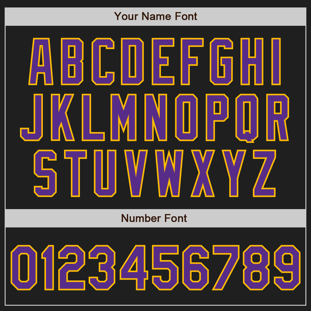 Custom Stitched Black Purple-Gold Baseball Pullover Sweatshirt Hoodie