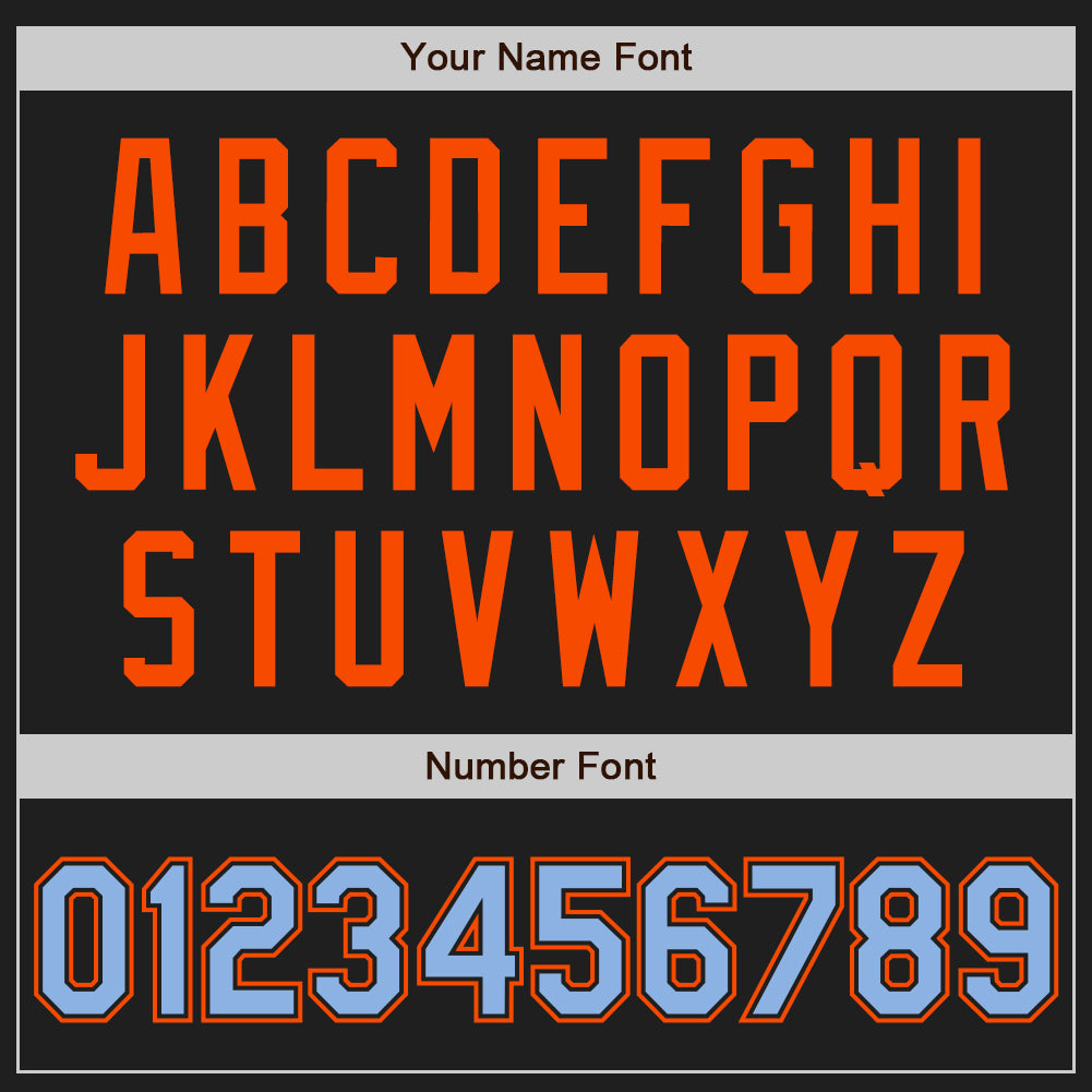 Custom Stitched Black Light Blue-Orange Baseball Pullover Sweatshirt Hoodie