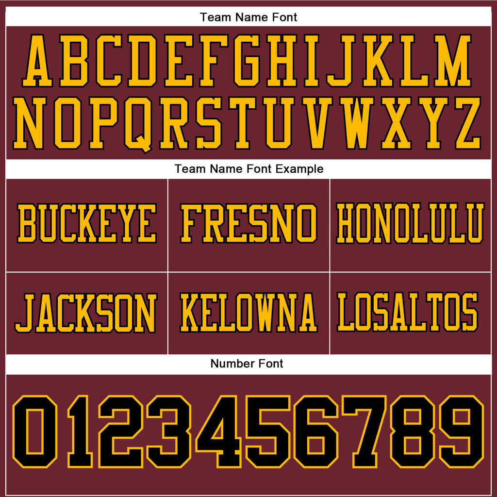 Custom Burgundy Black-Gold Authentic Football Jersey