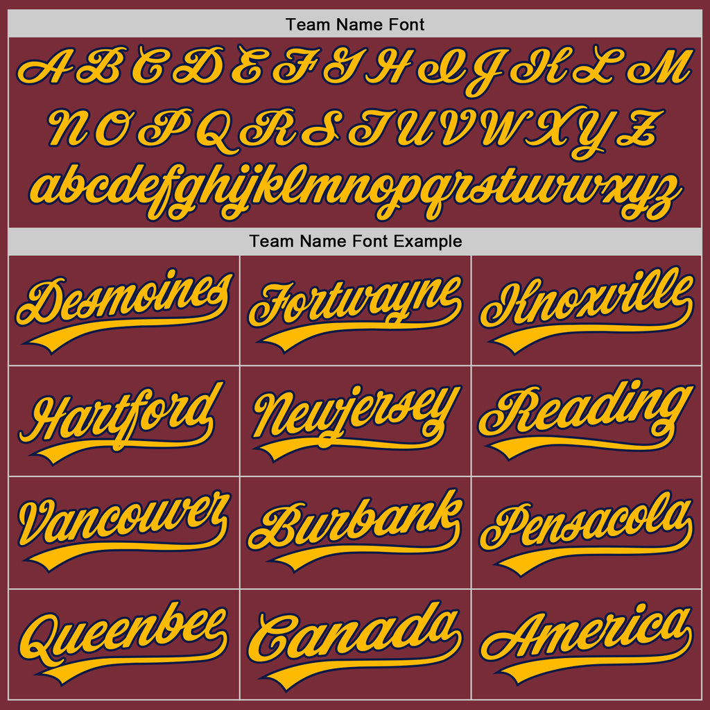 Custom Stitched Burgundy Navy-Gold Baseball Pullover Sweatshirt Hoodie