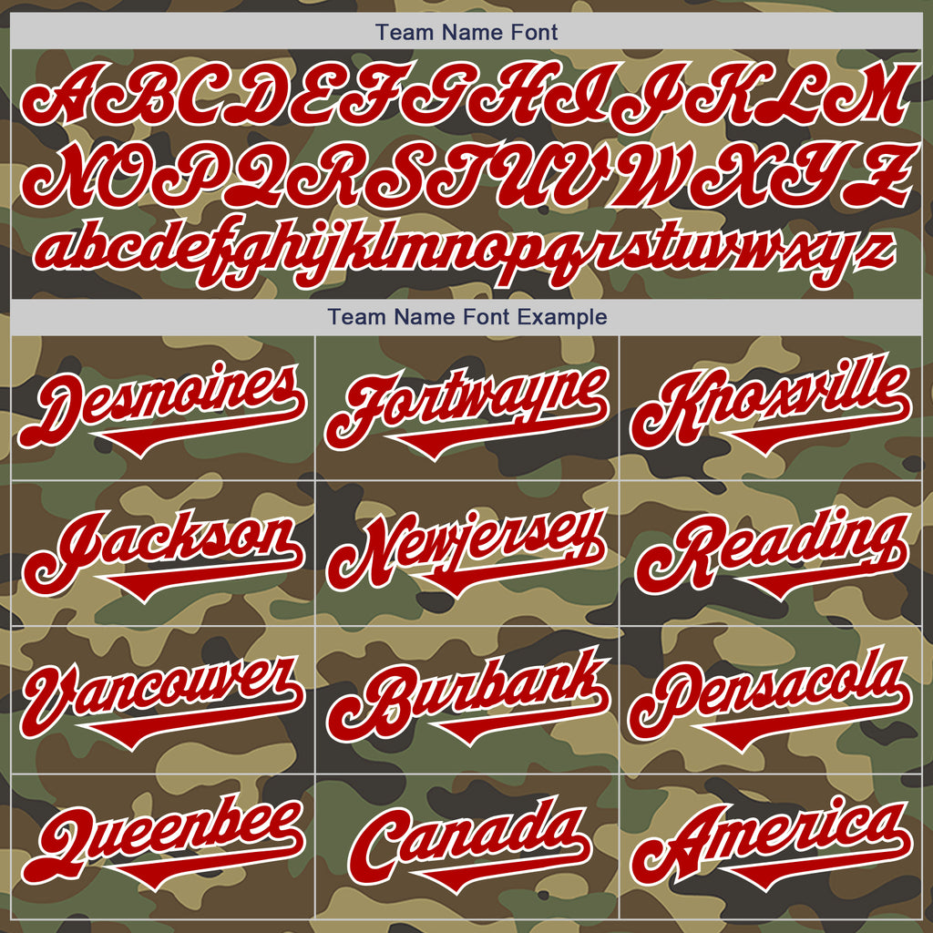 Custom Camo Red-White Authentic Salute To Service Baseball Jersey