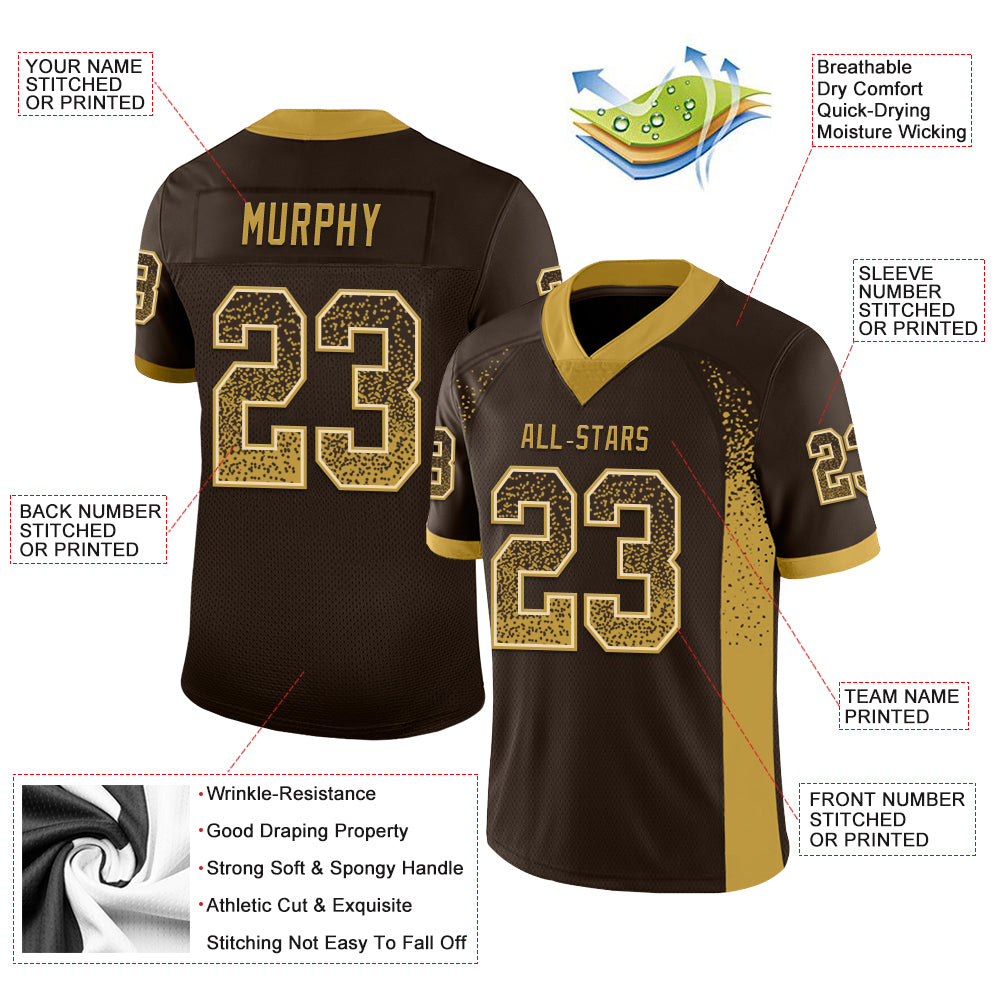 Custom Brown Old Gold-Cream Mesh Drift Fashion Football Jersey