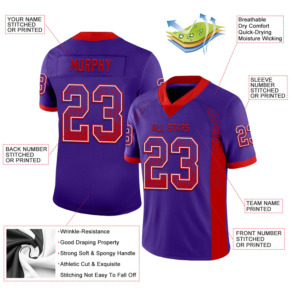 Custom Purple Red-White Mesh Drift Fashion Football Jersey