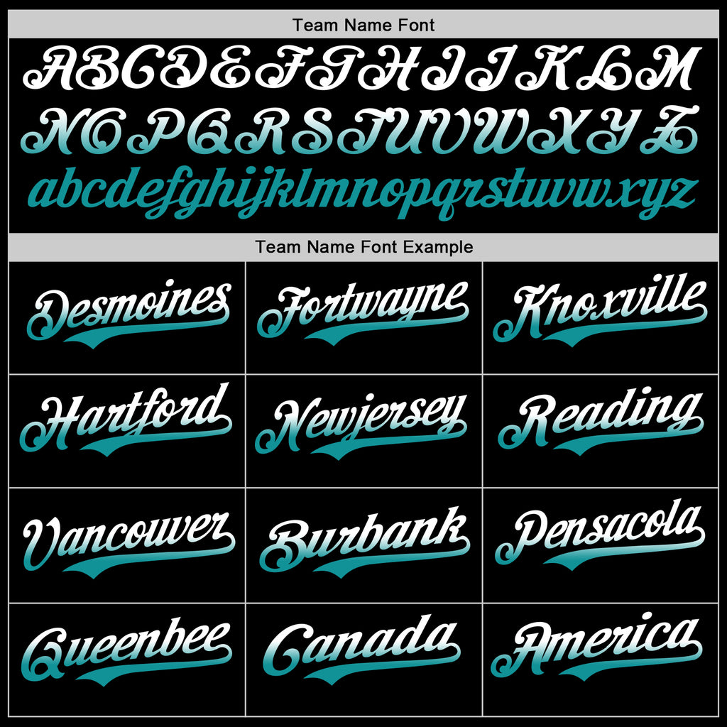 Custom Black White-Teal Authentic Fade Fashion Baseball Jersey