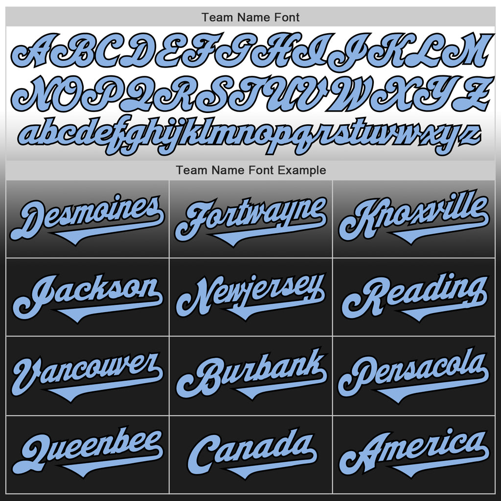 Custom White Light Blue-Black Authentic Fade Fashion Baseball Jersey