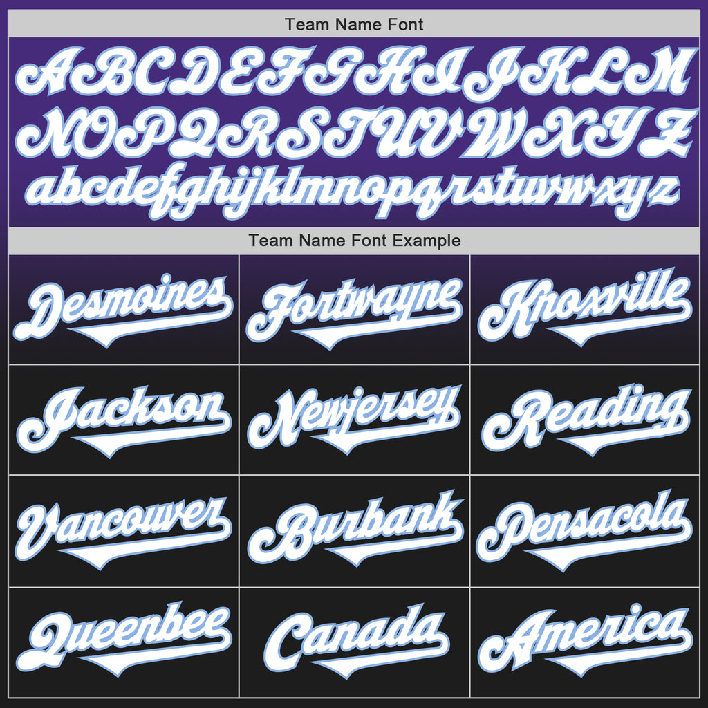 Custom Purple Black-Light Blue Authentic Fade Fashion Baseball Jersey