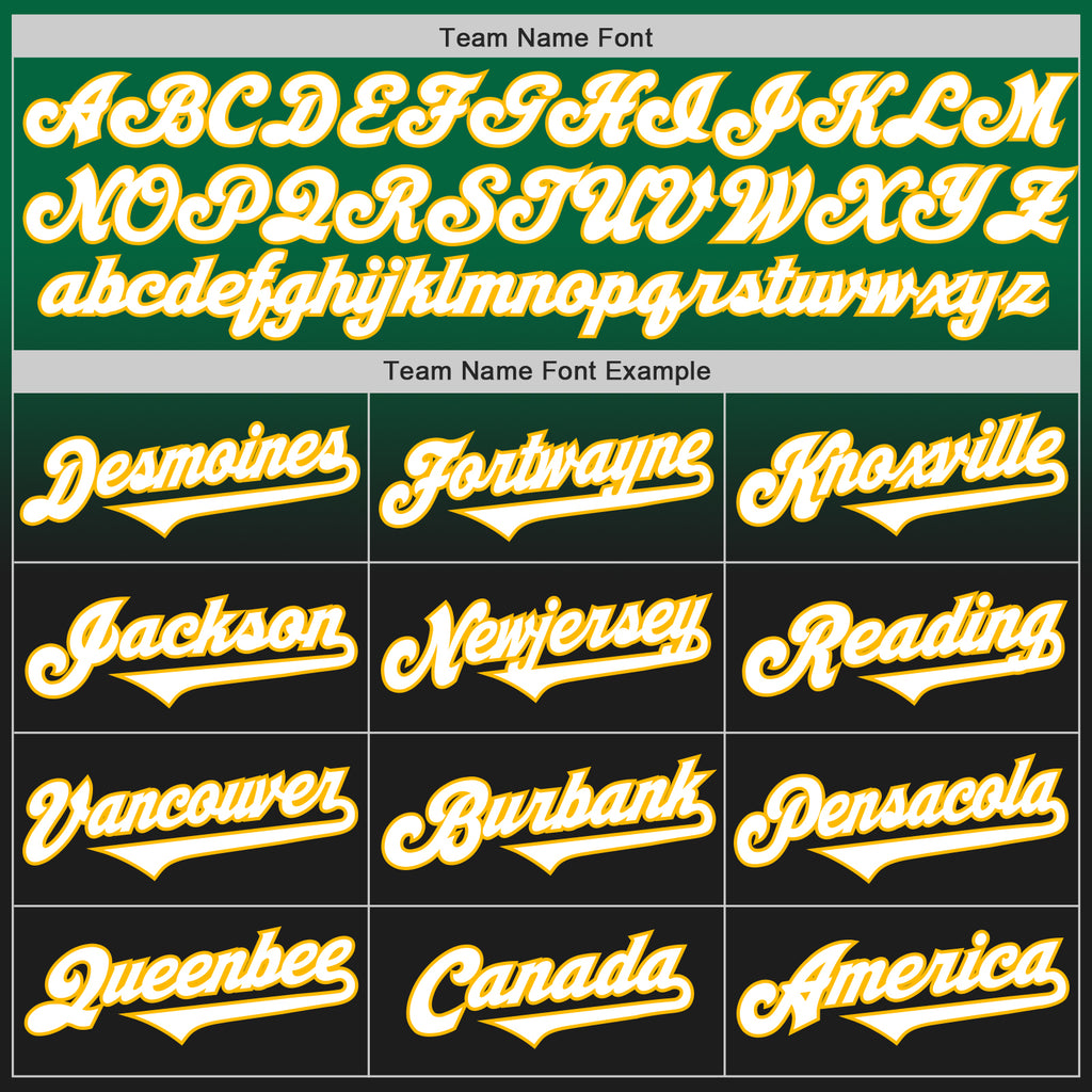 Custom Kelly Green Black-Gold Authentic Fade Fashion Baseball Jersey