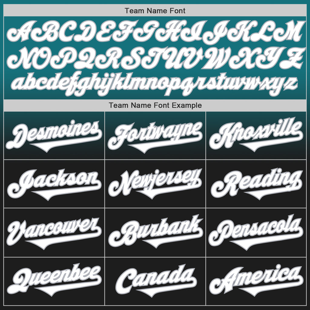 Custom Teal Black-Gray Authentic Fade Fashion Baseball Jersey