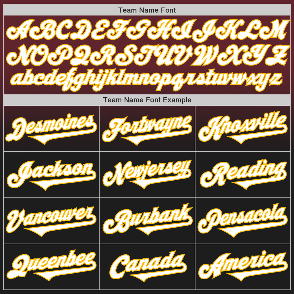Custom Burgundy Black-Gold Authentic Fade Fashion Baseball Jersey