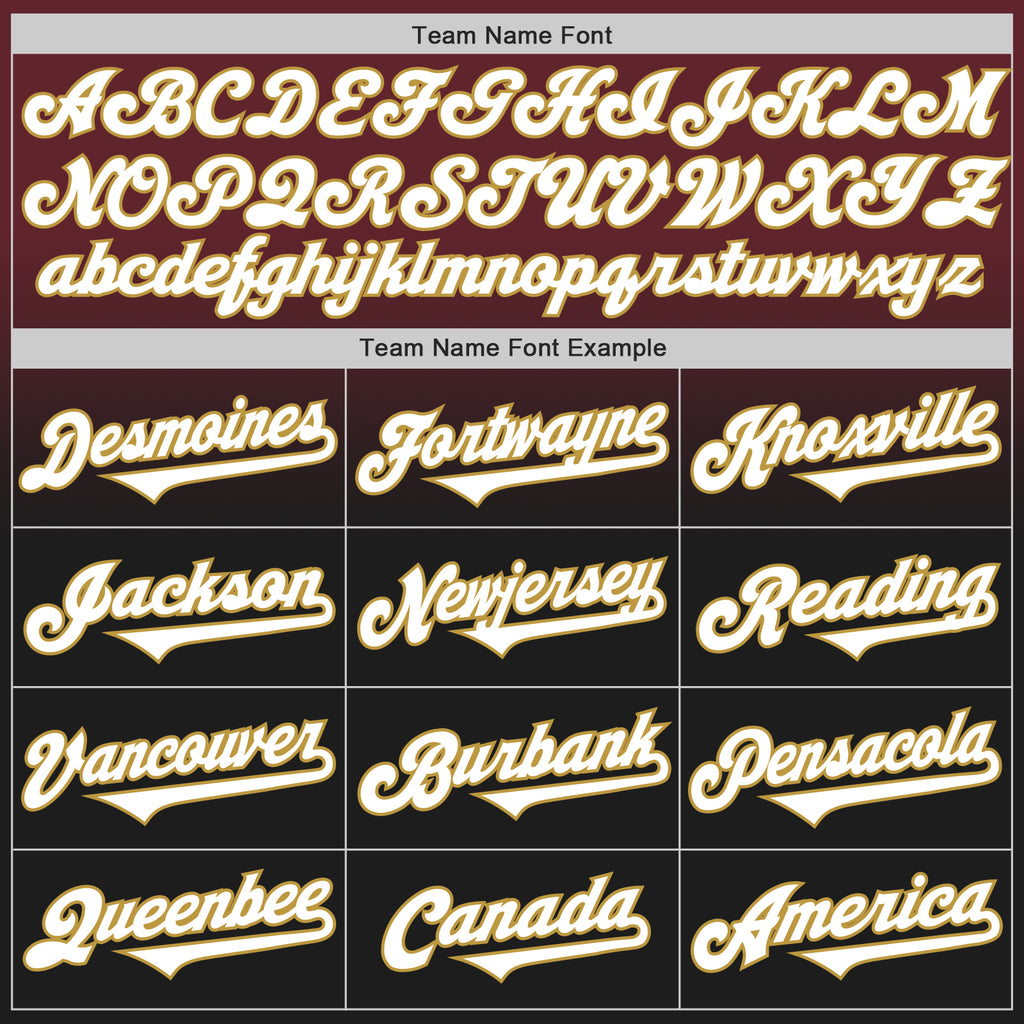 Custom Burgundy Black-Old Gold Authentic Fade Fashion Baseball Jersey