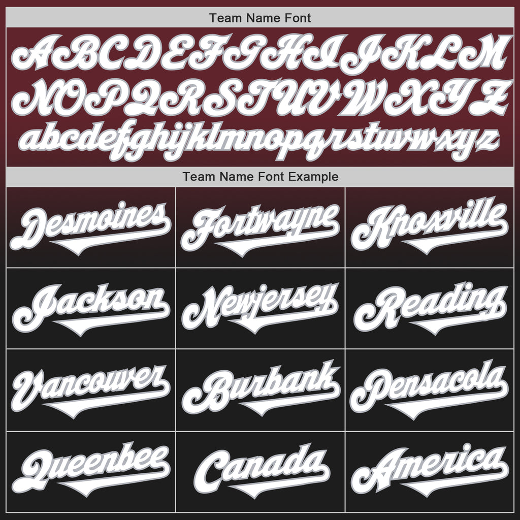 Custom Burgundy Black-Gray Authentic Fade Fashion Baseball Jersey