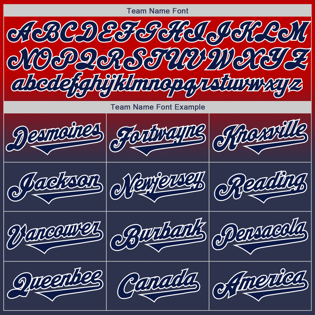 Custom Red Navy-White Authentic Fade Fashion Baseball Jersey