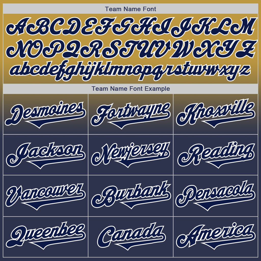 Custom Old Gold Navy-White Authentic Fade Fashion Baseball Jersey