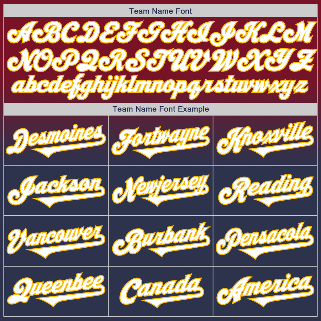 Custom Crimson Navy-Gold Authentic Fade Fashion Baseball Jersey