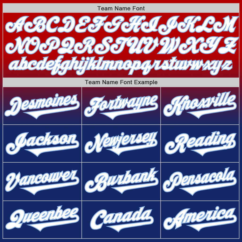 Custom Red White Royal-Light Blue Authentic Fade Fashion Baseball Jersey