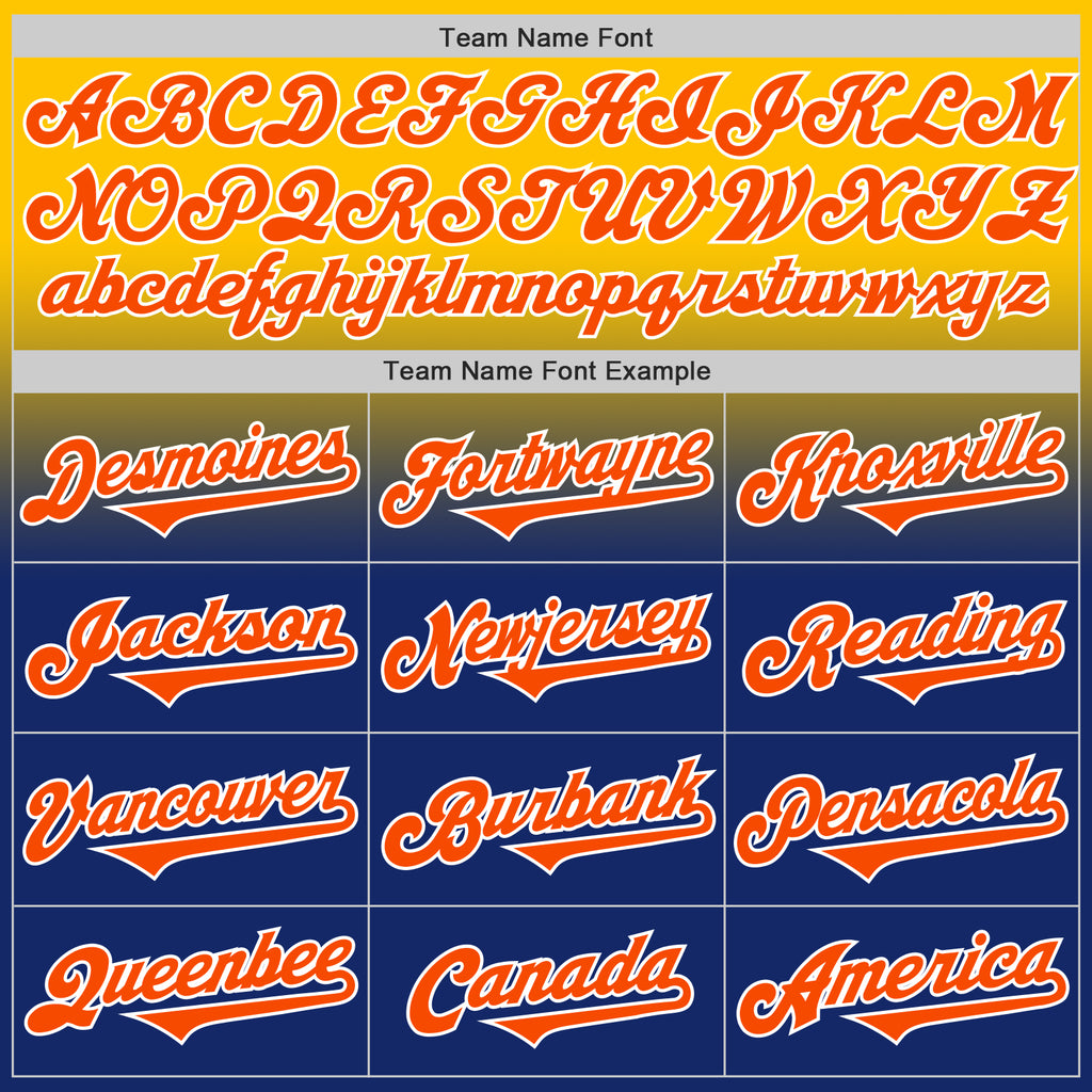 Custom Yellow Orange Royal-White Authentic Fade Fashion Baseball Jersey