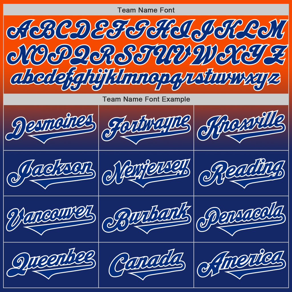 Custom Orange Royal-White Authentic Fade Fashion Baseball Jersey
