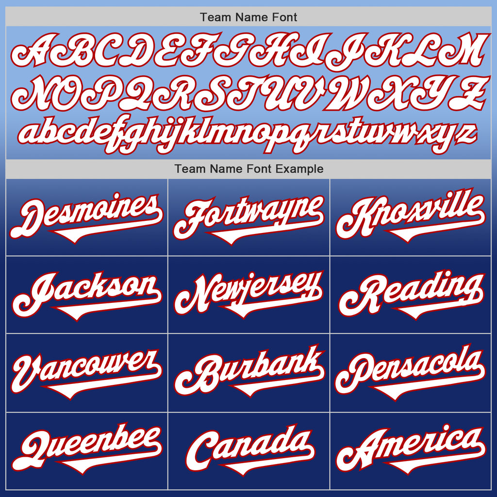 Custom Light Blue White Royal-Red Authentic Fade Fashion Baseball Jersey