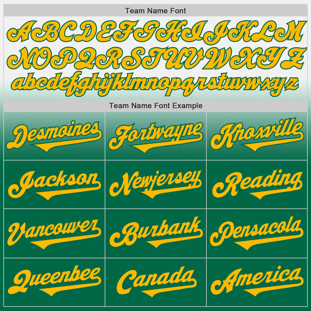 Custom White Gold-Kelly Green Authentic Fade Fashion Baseball Jersey