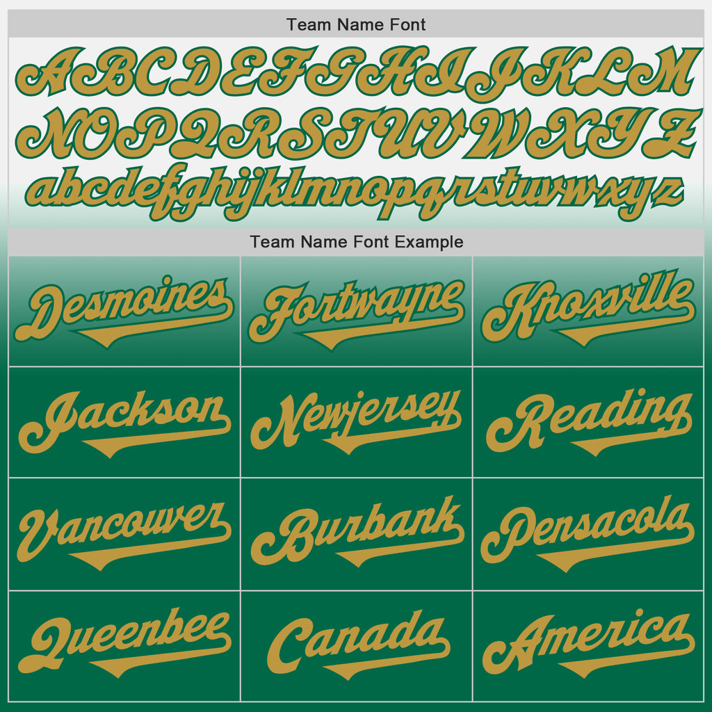 Custom White Old Gold-Kelly Green Authentic Fade Fashion Baseball Jersey