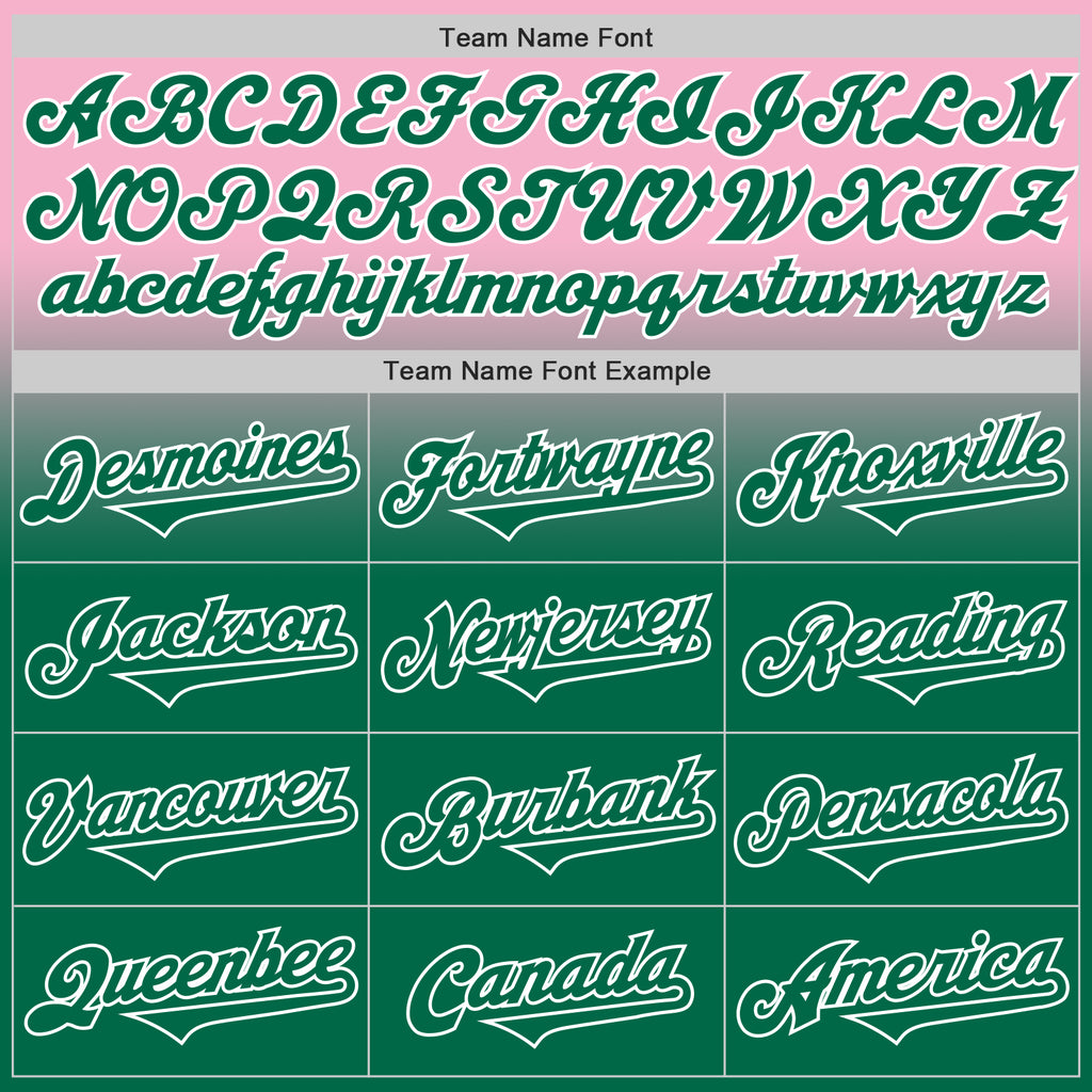 Custom Light Pink Kelly Green-White Authentic Fade Fashion Baseball Jersey