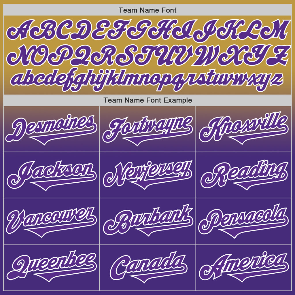 Custom Old Gold Purple-White Authentic Fade Fashion Baseball Jersey