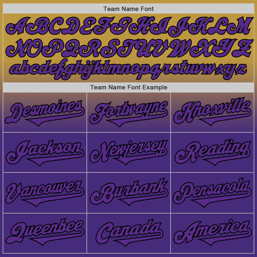 Custom Old Gold Purple-Black Authentic Fade Fashion Baseball Jersey