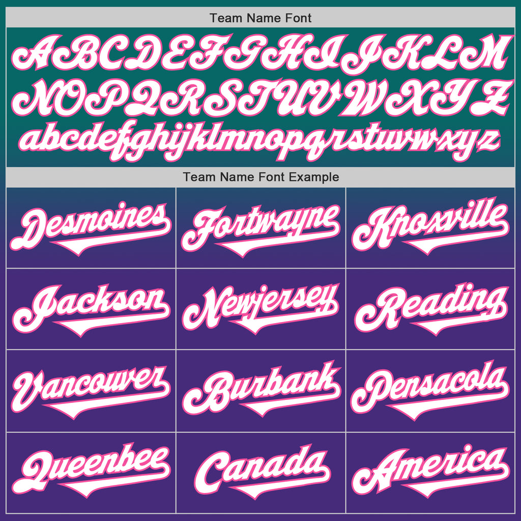 Custom Teal White Purple-Pink Authentic Fade Fashion Baseball Jersey