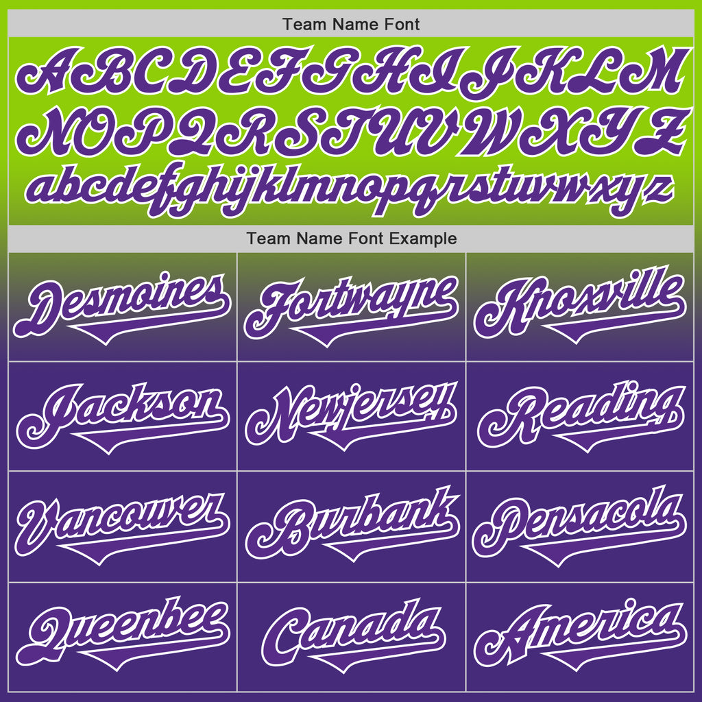 Custom Neon Green Purple-White Authentic Fade Fashion Baseball Jersey