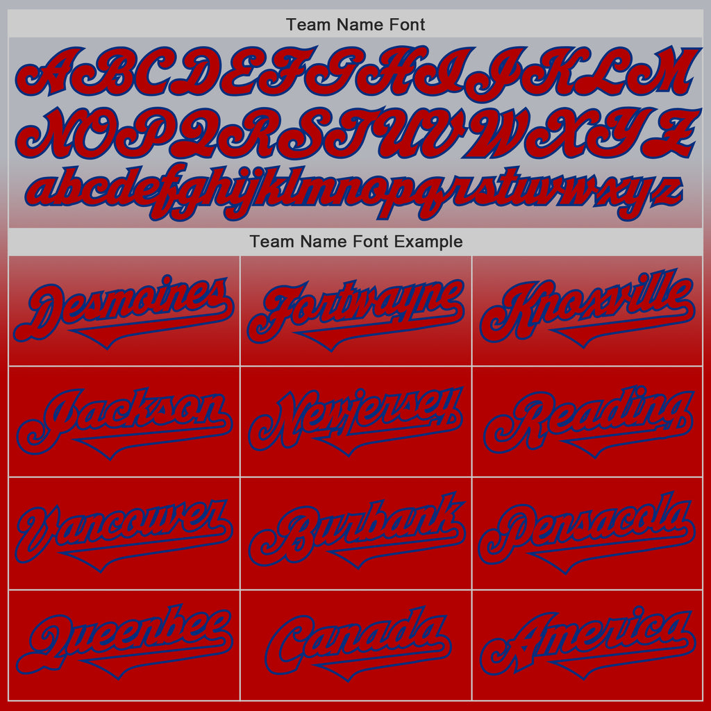 Custom Gray Red-Royal Authentic Fade Fashion Baseball Jersey