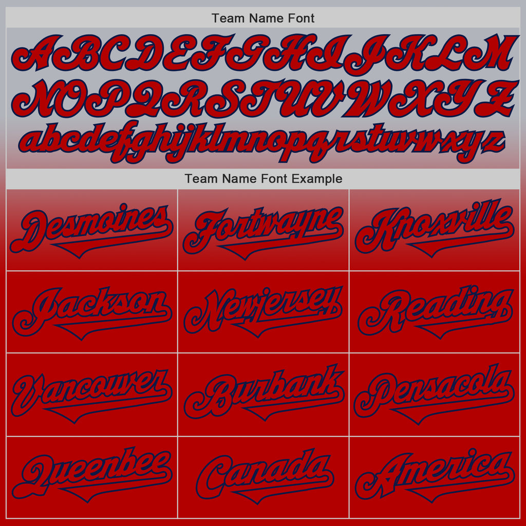 Custom Gray Red-Navy Authentic Fade Fashion Baseball Jersey