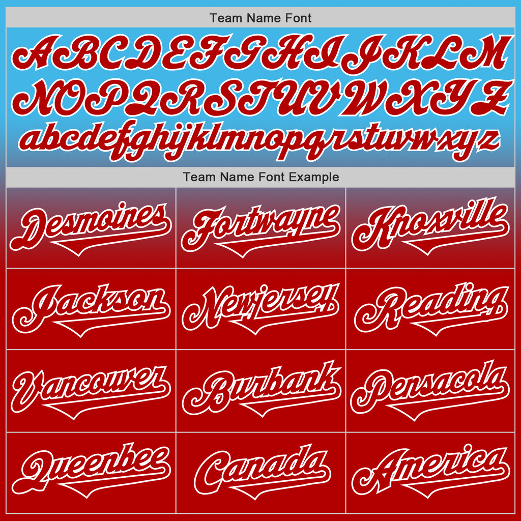 Custom Sky Blue Red-White Authentic Fade Fashion Baseball Jersey