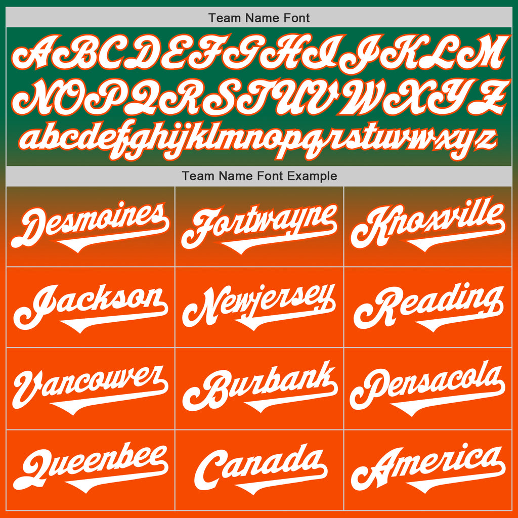 Custom Kelly Green White-Orange Authentic Fade Fashion Baseball Jersey