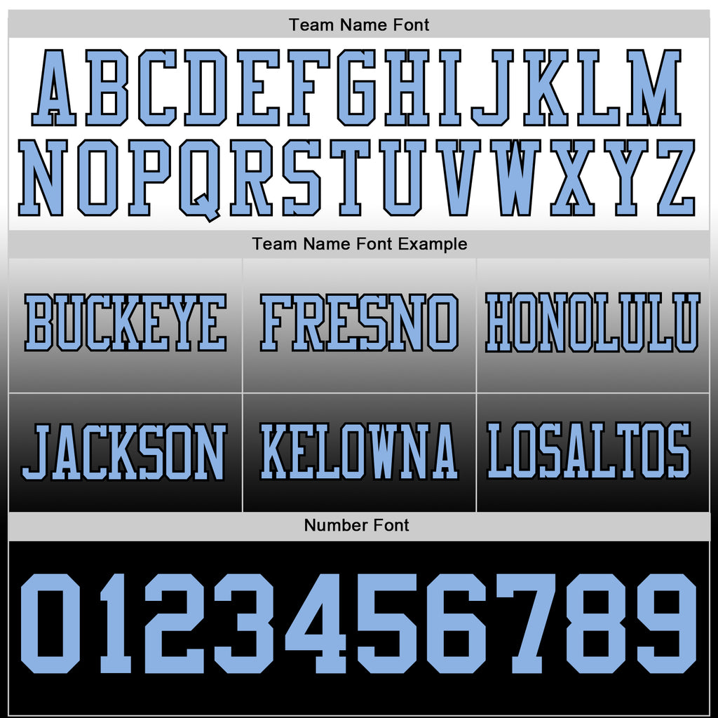 Custom White Light Blue-Black Mesh Authentic Fade Fashion Football Jersey