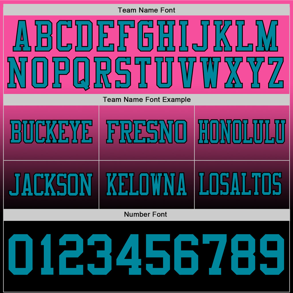 Custom Pink Teal-Black Authentic Fade Fashion Football Jersey