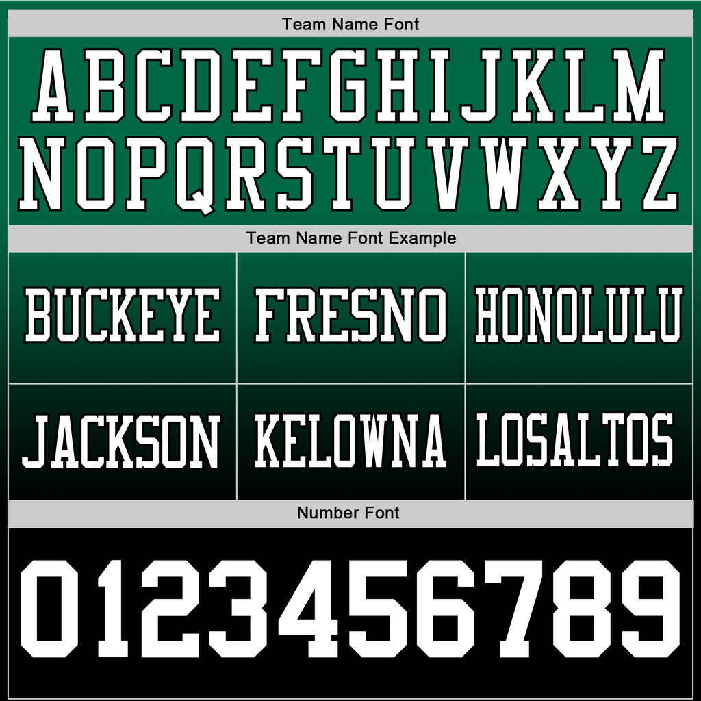 Custom Kelly Green White-Black Authentic Fade Fashion Football Jersey