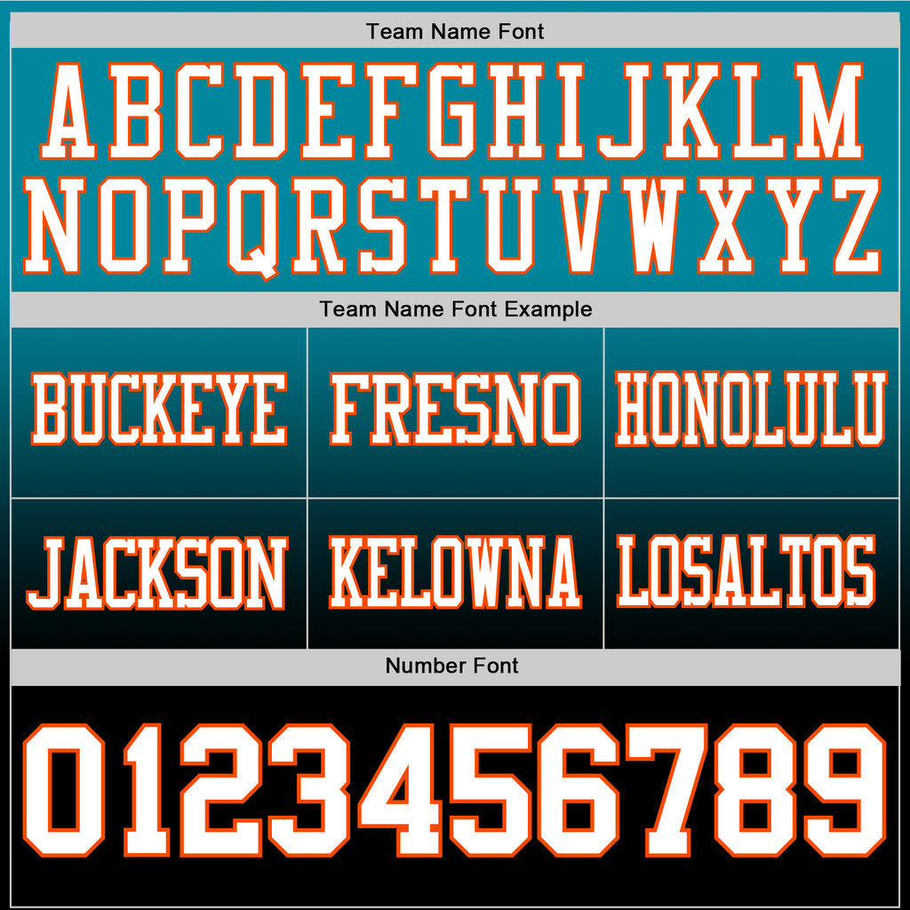 Custom Teal White Black-Orange Mesh Authentic Fade Fashion Football Jersey