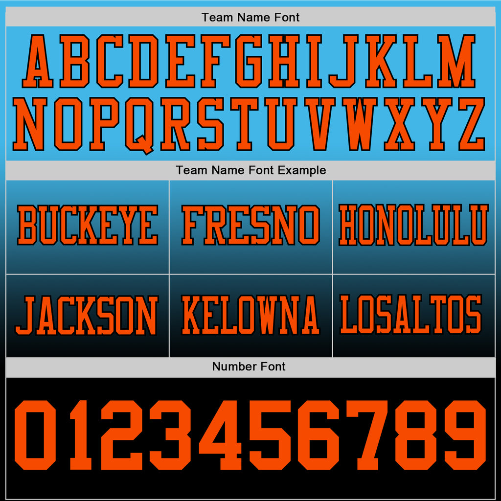 Custom Sky Blue Orange-Black Authentic Fade Fashion Football Jersey
