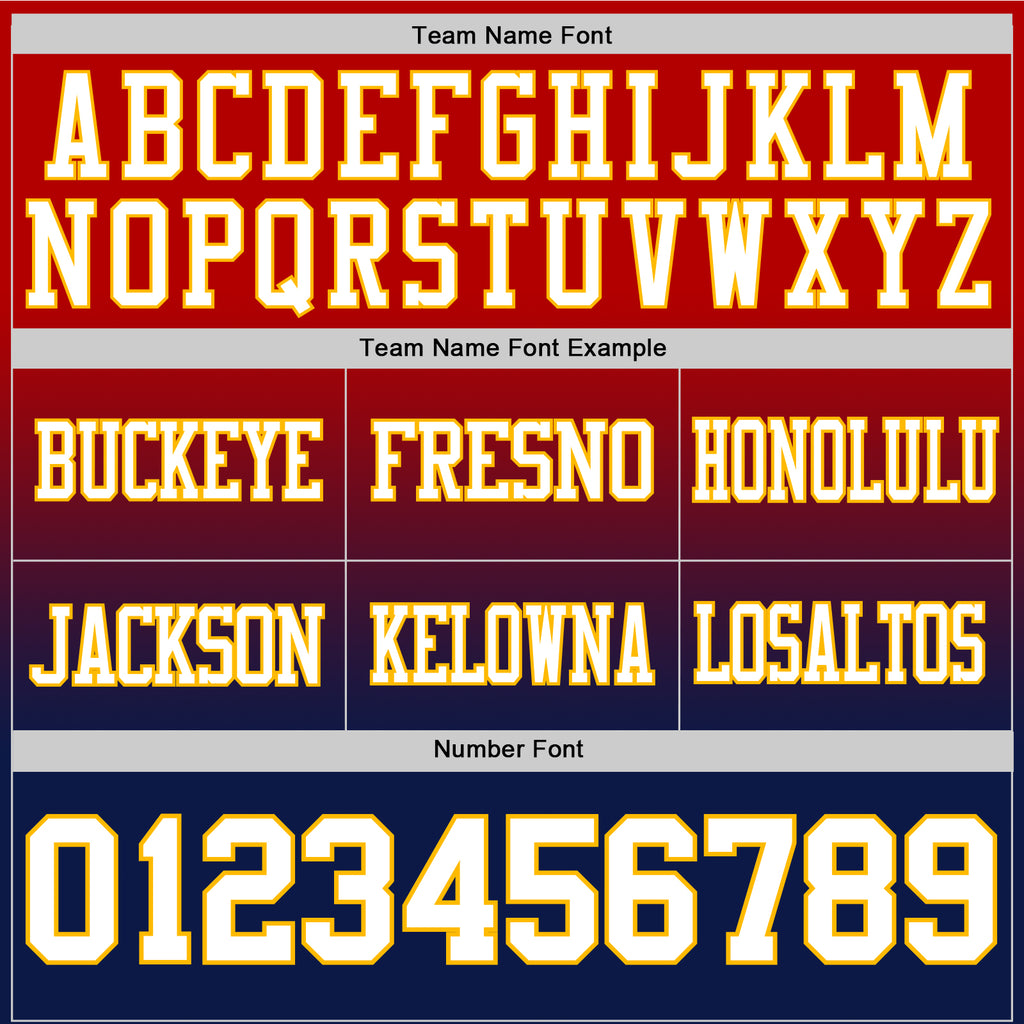Custom Red White Navy-Gold Authentic Fade Fashion Football Jersey
