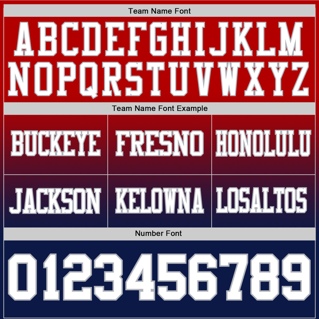 Custom Red White Navy-Gray Authentic Fade Fashion Football Jersey