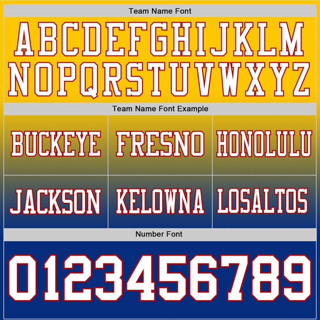 Custom Yellow White Royal-Red Authentic Fade Fashion Football Jersey