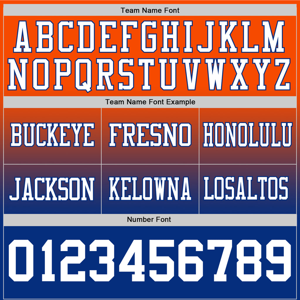 Custom Orange White-Royal Mesh Authentic Fade Fashion Football Jersey