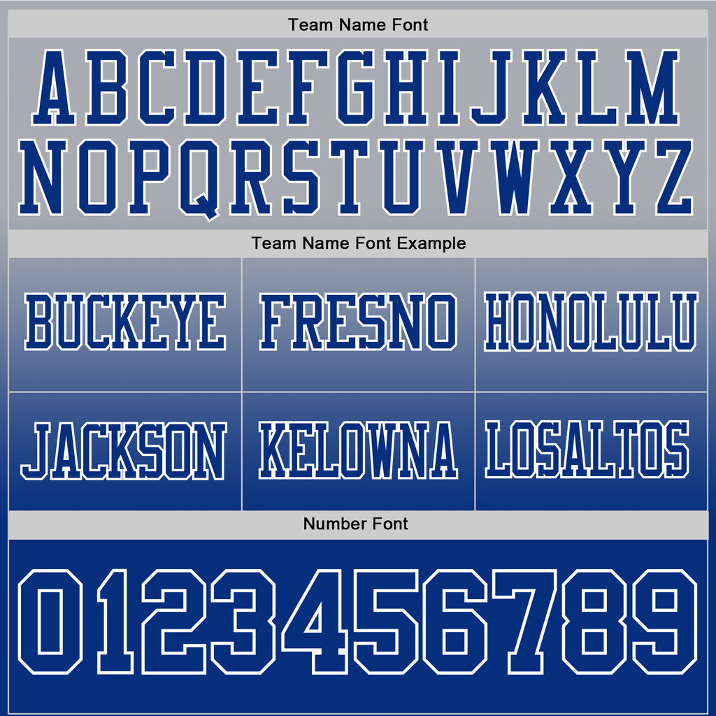 Custom Gray Royal-White Authentic Fade Fashion Football Jersey
