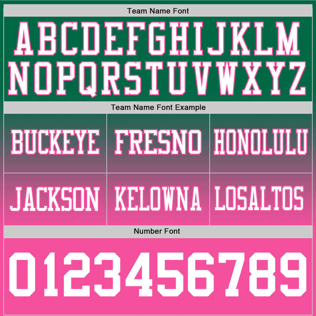 Custom Kelly Green White-Pink Authentic Fade Fashion Football Jersey
