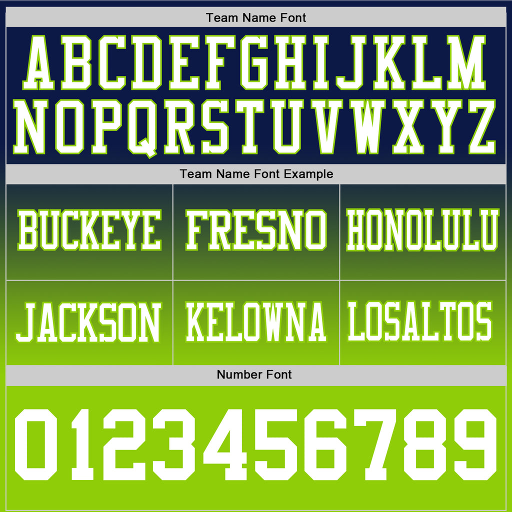 Custom Navy White-Neon Green Authentic Fade Fashion Football Jersey