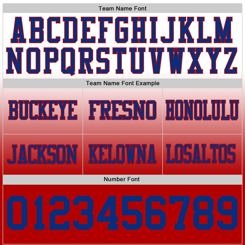 Custom White Royal-Red Authentic Fade Fashion Football Jersey