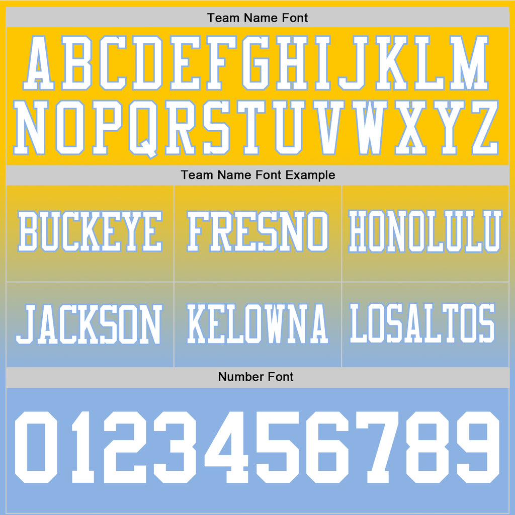 Custom Yellow White-Light Blue Authentic Fade Fashion Football Jersey